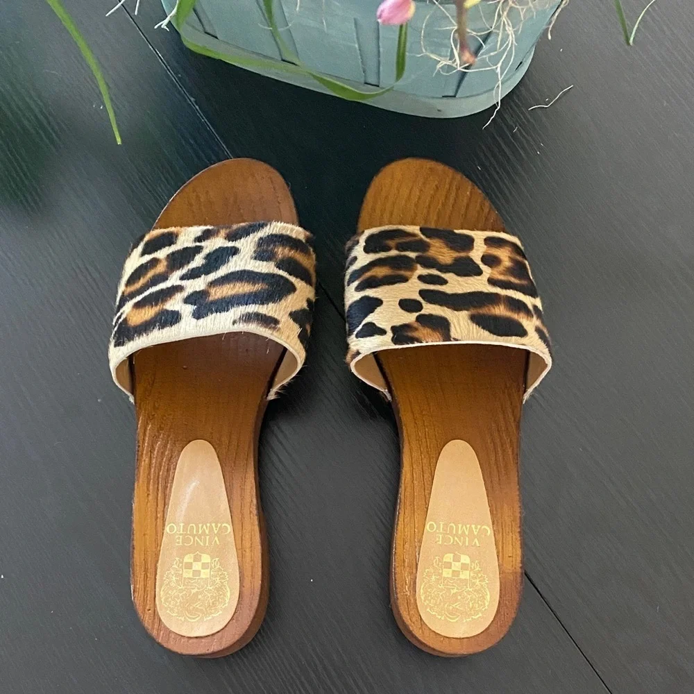 Vince Camuto Animal Print Slide Sandals - Picture 1 of 6
